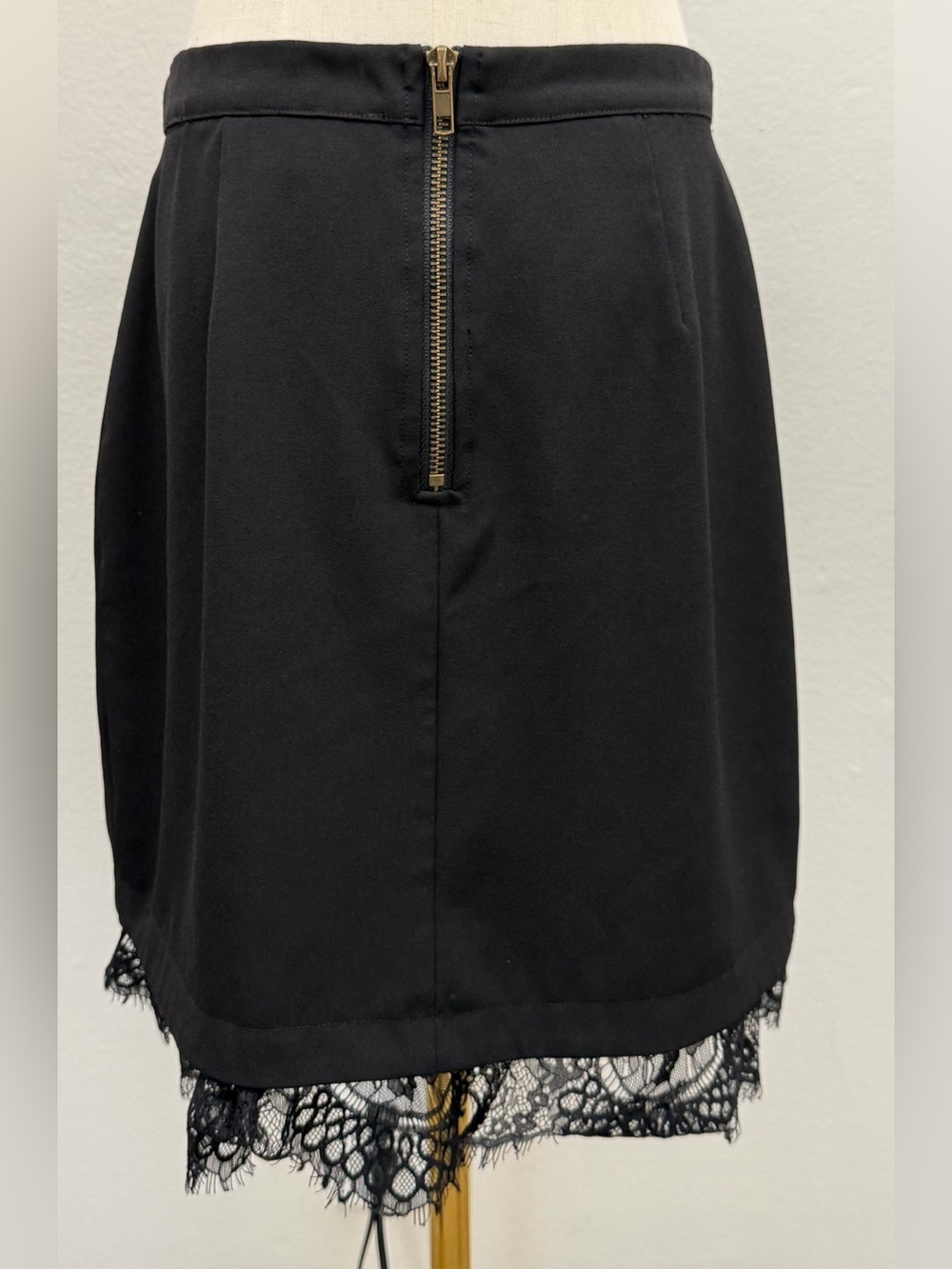 Sugar + Lips Black Lace Trim Mini Skirt Size S Faux Wrap Slip Style - Picture 5 of 11